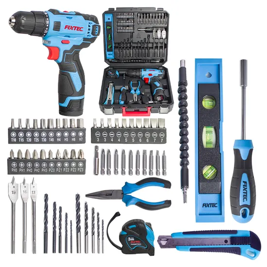 Fixtec 12V Cordless Drill Set Power Tools Combo Kit with 60PCS Accessories 